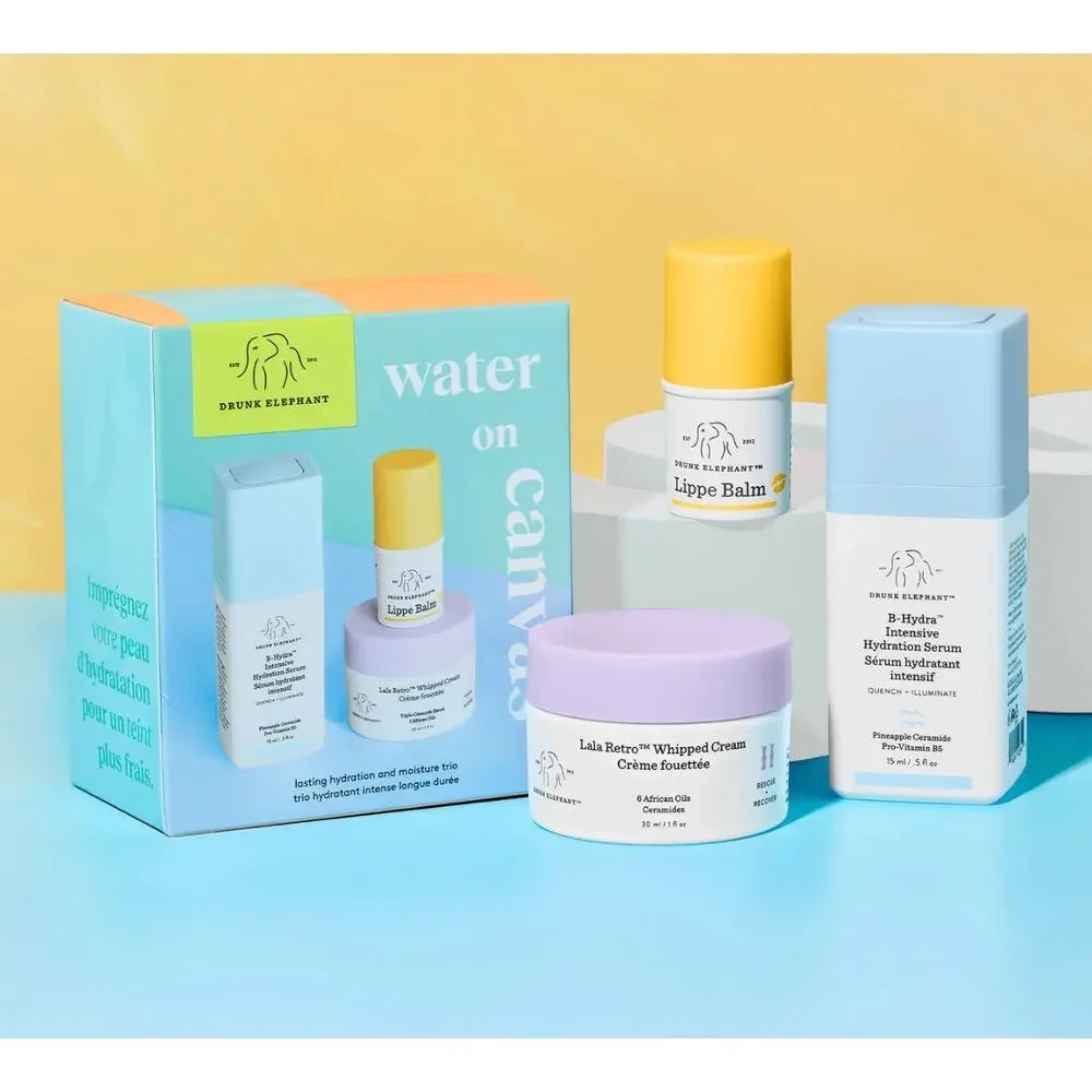 New Drunk Elephant The Watercolors Set: Protini Moisturizer, B-Hydra & Lip Balm